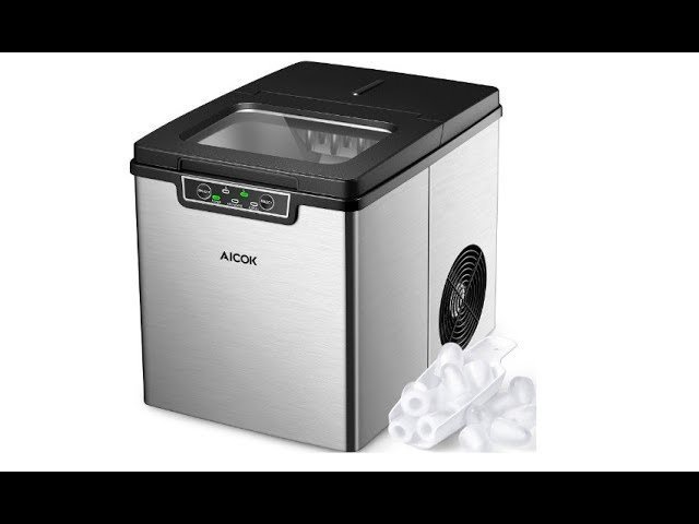 Preparation essentials including water, cloth, and soap for cleaning an Aicok ice maker.