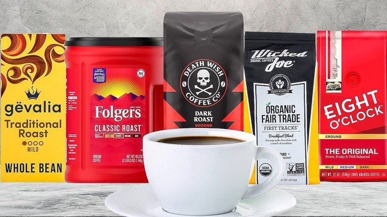 A portafilter filled with fresh ground coffee for the best supermarket espresso experience.