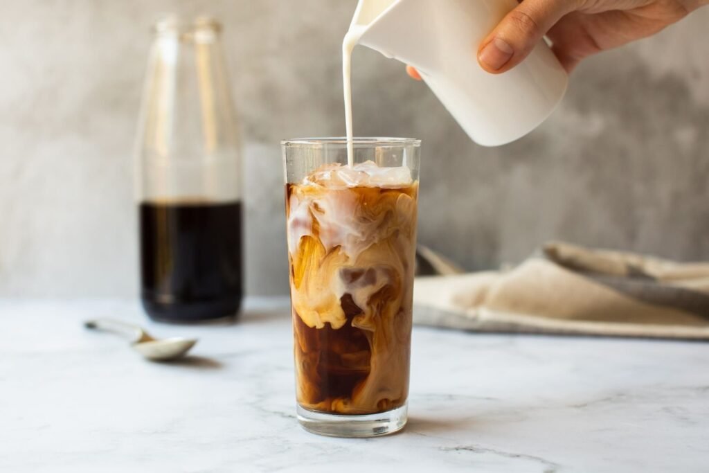A refreshing glass of cold brew coffee prepared with high quality filtered water.