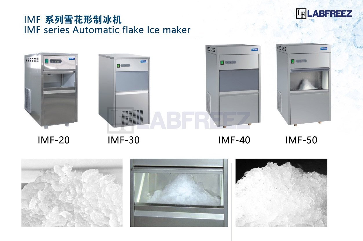 Fresh seafood and produce displayed on a bed of clean, efficient flake ice.