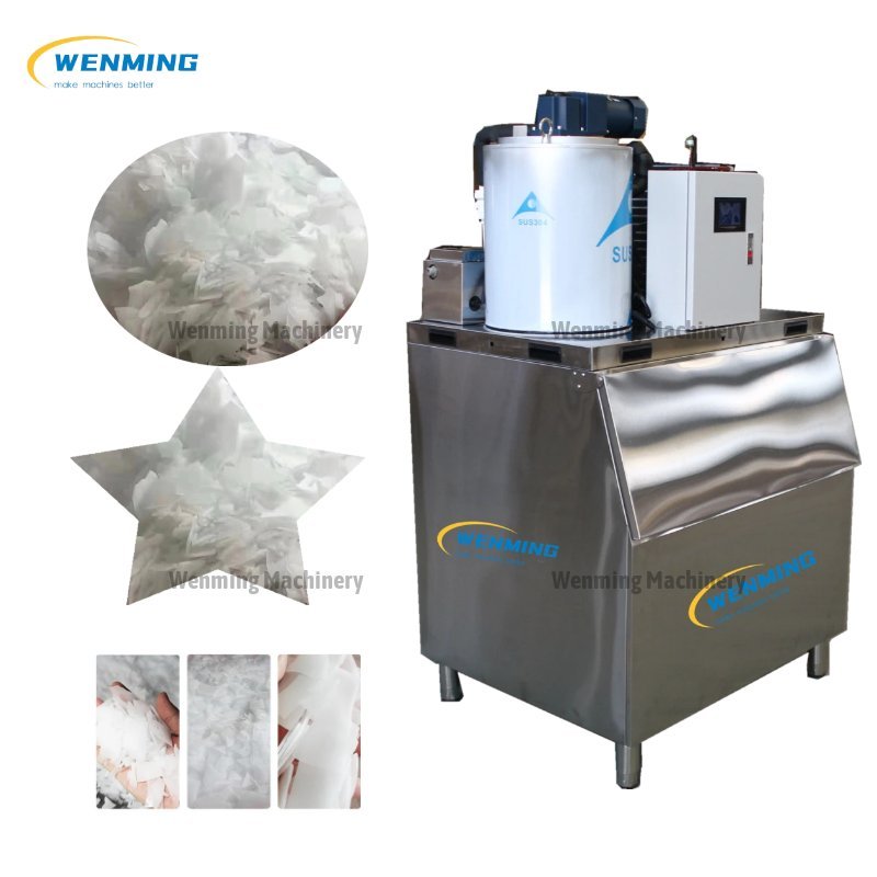 Several high-quality commercial ice machines lined up in a clean, professional showroom.