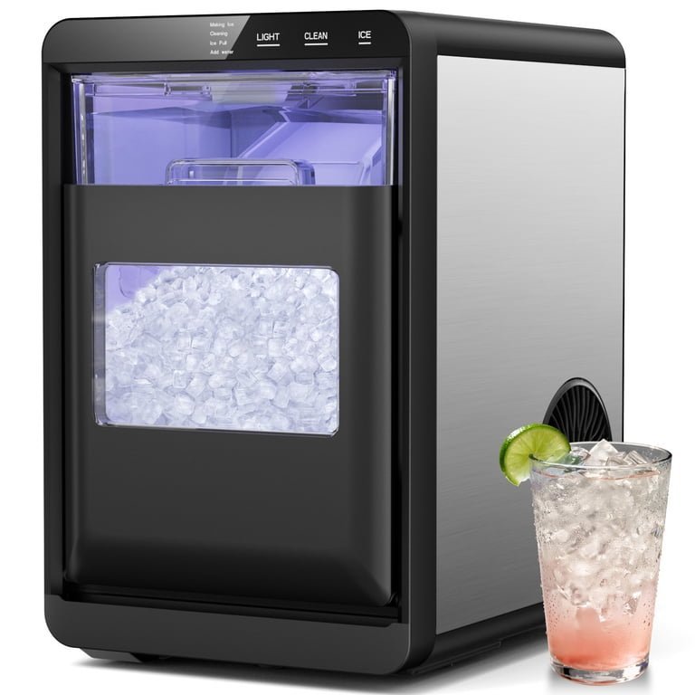 Cleaning the interior of an ice machine with food-grade sanitation supplies.
