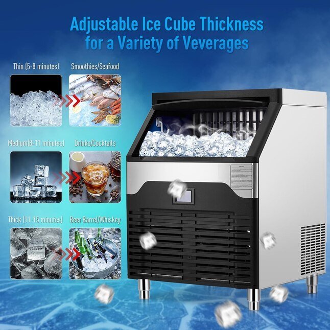 Customized quiet undercounter ice maker blending into a modern home kitchen design.