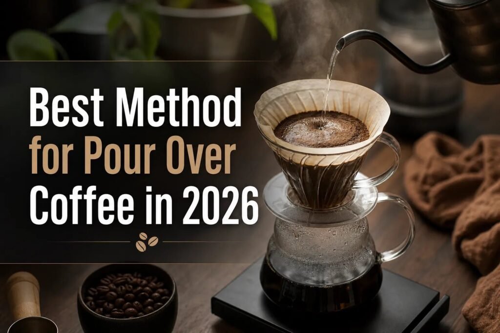 Steaming cup of cheap coffee beside a manual pour-over dripper